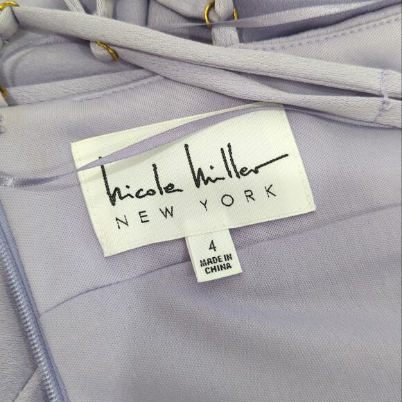 Nicole Miller Dress 4 Purple Lavender Strap Cage V-Neck Formal Maxi Floor Length - Picture 12 of 14